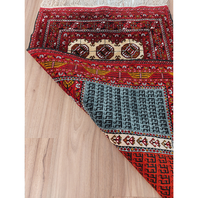فرش ترکمن دورو ابریشم 1 متری